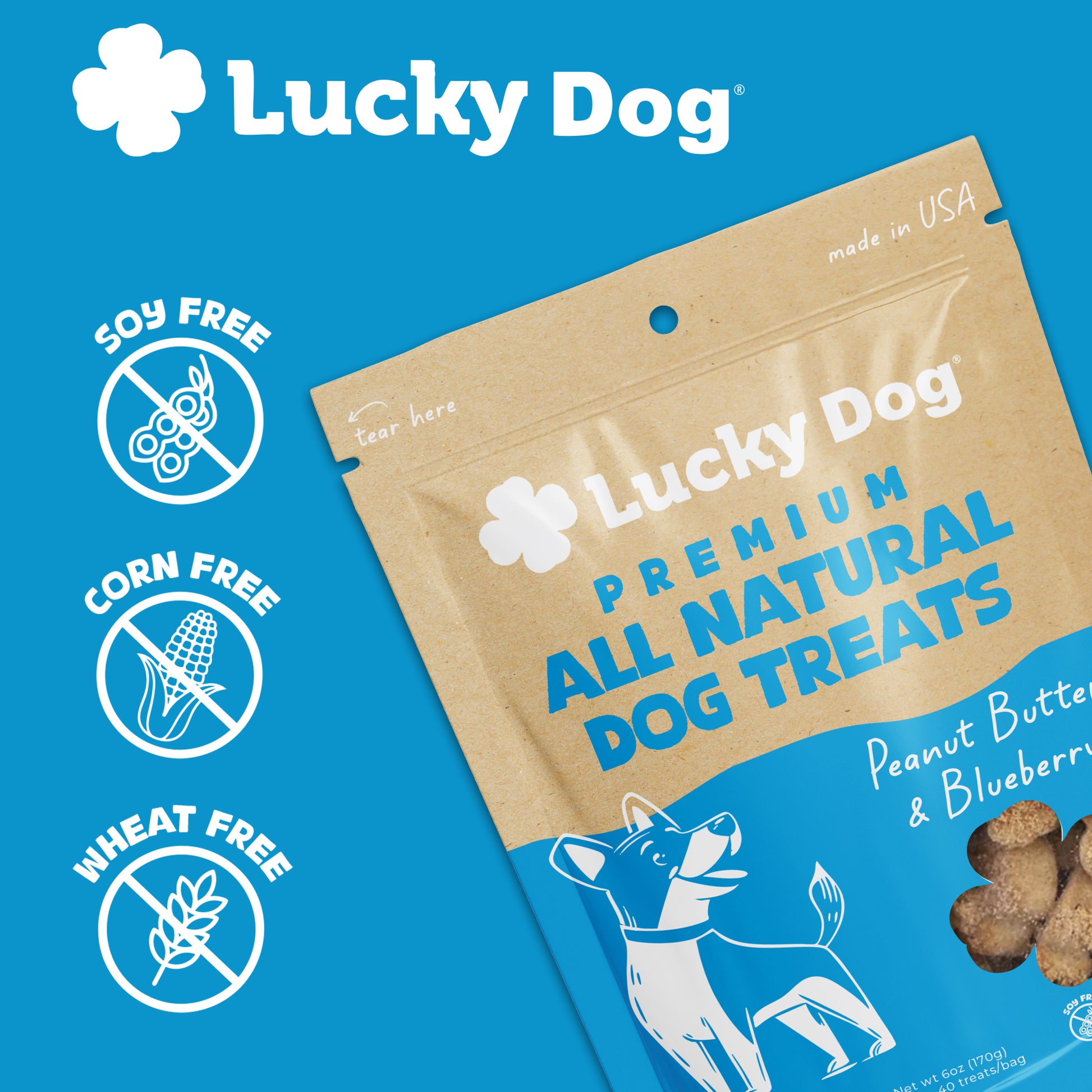 Lucky Dog® Soft Baked Peanut Butter & Blueberry Dog Treats (3-Pack Bundle)