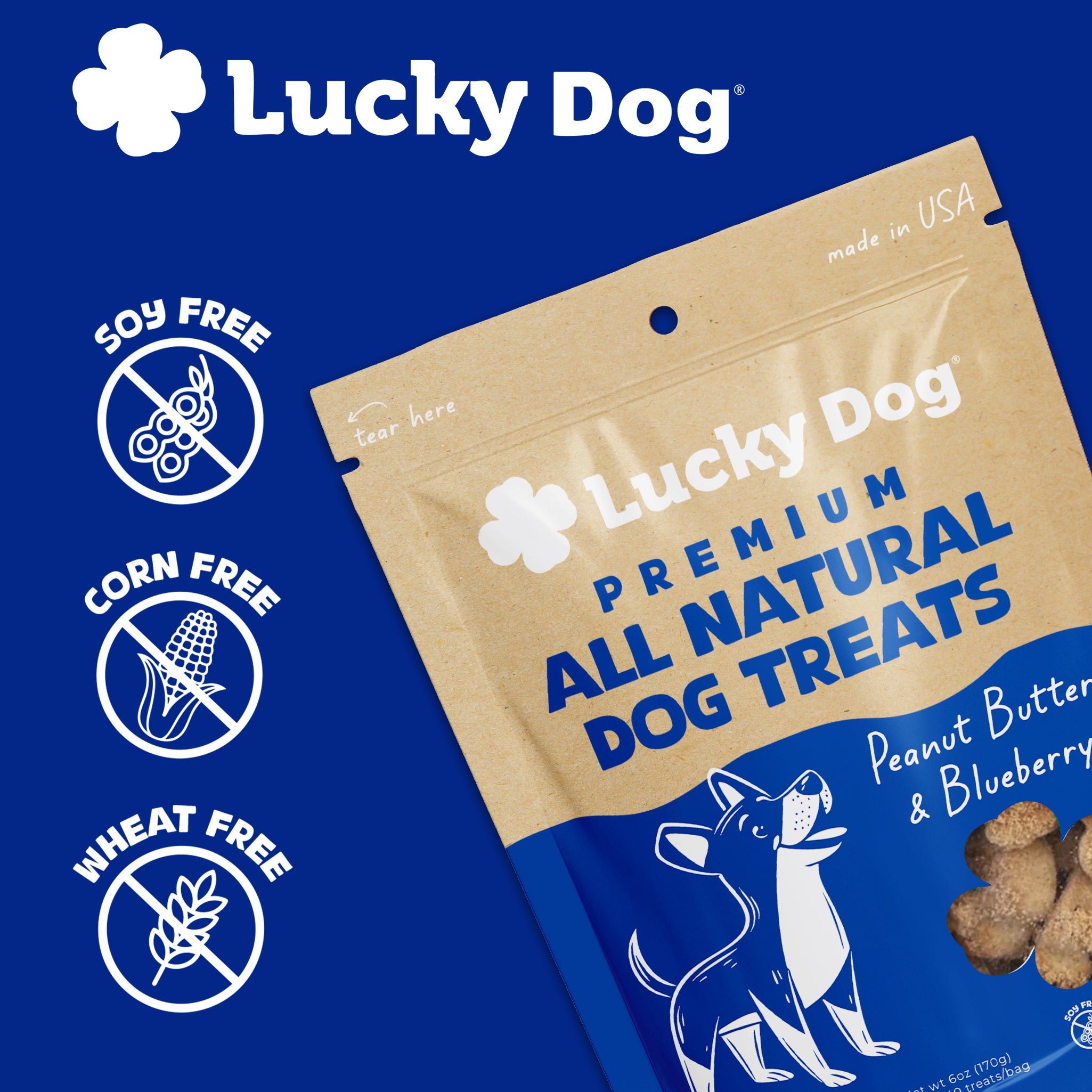 Lucky Dog® Crunchy Peanut Butter & Blueberry Dog Treats (3-Pack