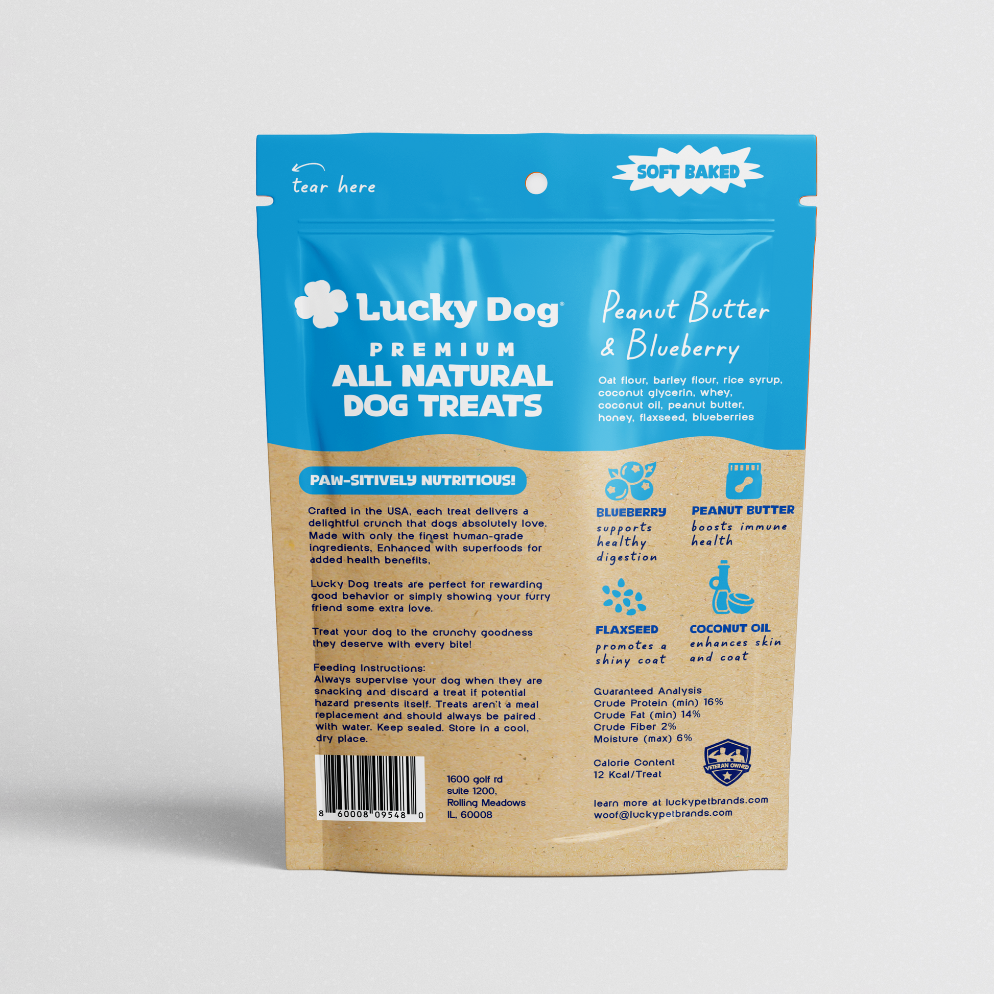 Lucky Dog® Soft Baked Peanut Butter & Blueberry Dog Treats (3-Pack Bundle)